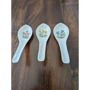 Vintage Takahashi San Francisco Porcelain Floral Soup Spoons Set of 3 Japan